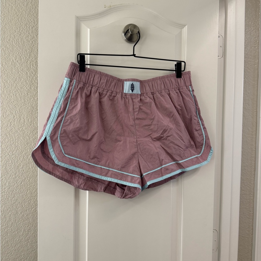 Free People - Women's Athletic Shorts in Mauve with Light Blue Trim